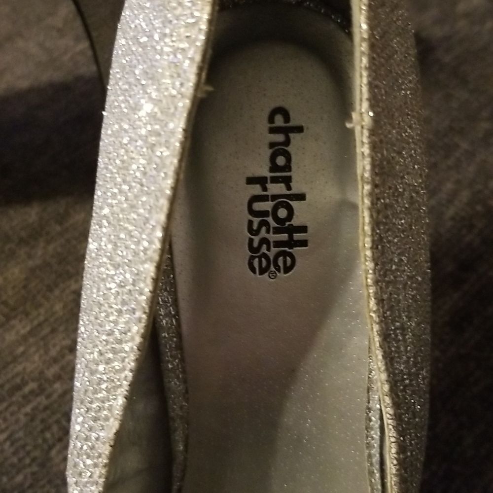 đ€ Sexy Charlotte Russe Silver Sparkle High Heels Sizeâ8 - Picture 3 of 6